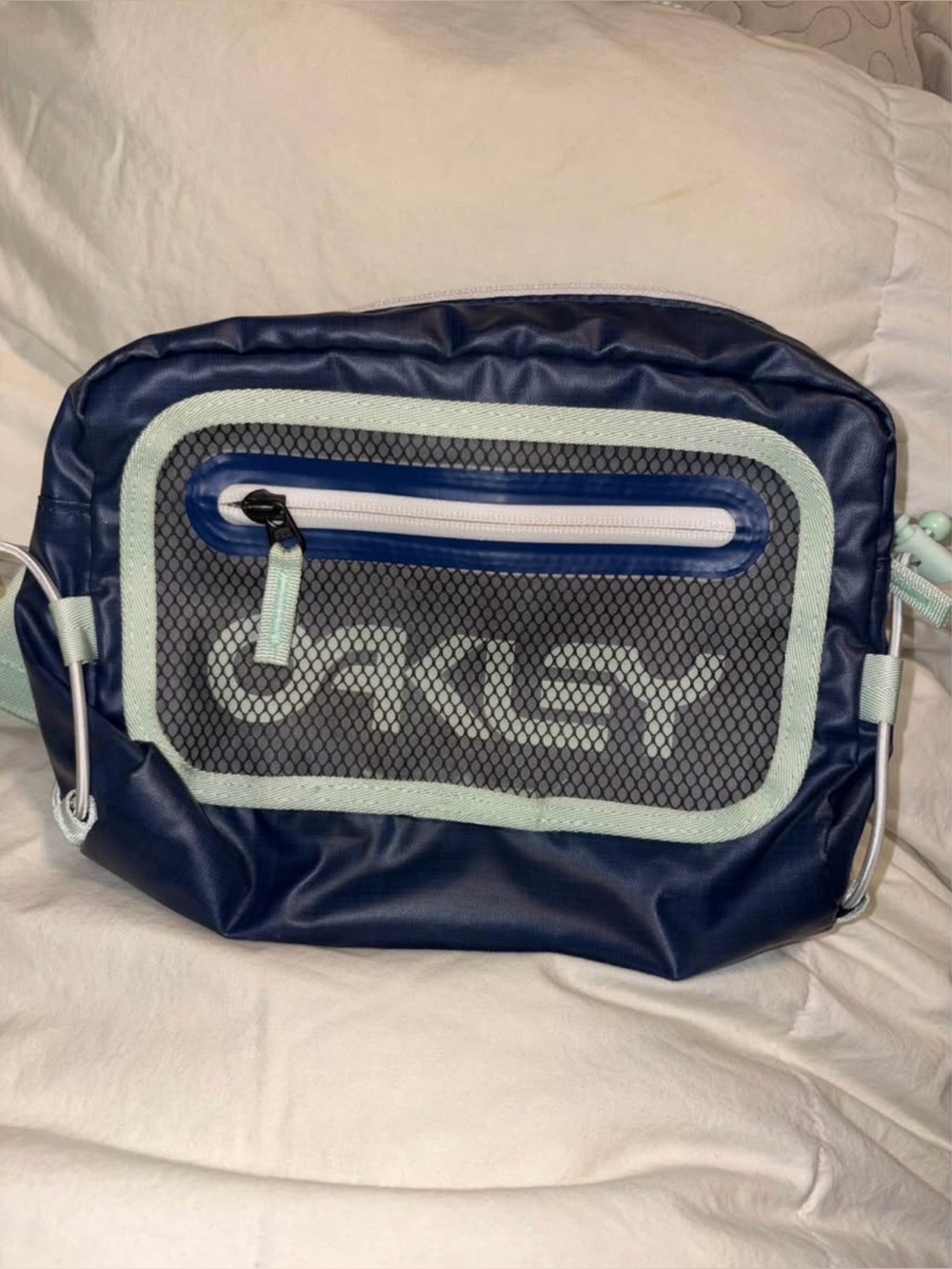 Oakley Mesh Logo Waist Bag with adjustable code Mint green Navy